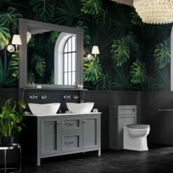 Butler & Rose Mirror With Shelf & Spa Grey Frame - 1200 X 1400mm 13 Butler & Rose Mirror With Shelf & Spa Grey Frame - 1200 X 1400mm -TAP WAREHOUSE Shop butler rose mirror shelf 1200x1400 spa grey lifestyle2