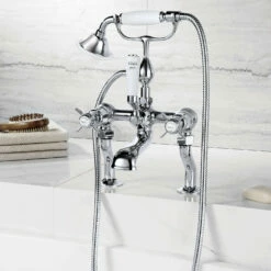 Butler & Rose Caledonia Pinch Bath Shower Mixer With Shower Kit - Chrome