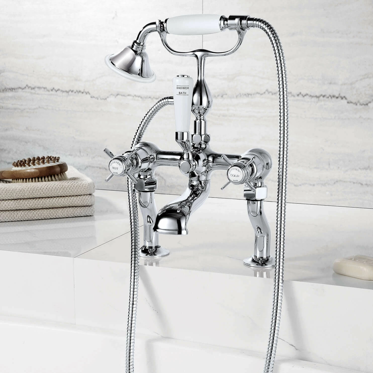 Butler & Rose Caledonia Pinch Bath Shower Mixer With Shower Kit - Chrome 3 Butler & Rose Caledonia Pinch Bath Shower Mixer With Shower Kit - Chrome