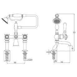 Butler & Rose Caledonia Pinch Bath Shower Mixer With Shower Kit - Chrome 13 Butler & Rose Caledonia Pinch Bath Shower Mixer With Shower Kit - Chrome -TAP WAREHOUSE Shop butler rose pinch deck bath shower mixer kit tech