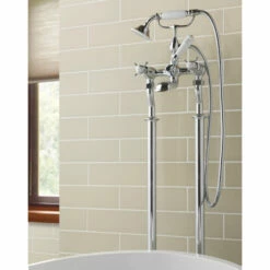 Butler & Rose Caledonia Pinch Floorstanding Bath Shower Mixer With Shower Kit - Chrome