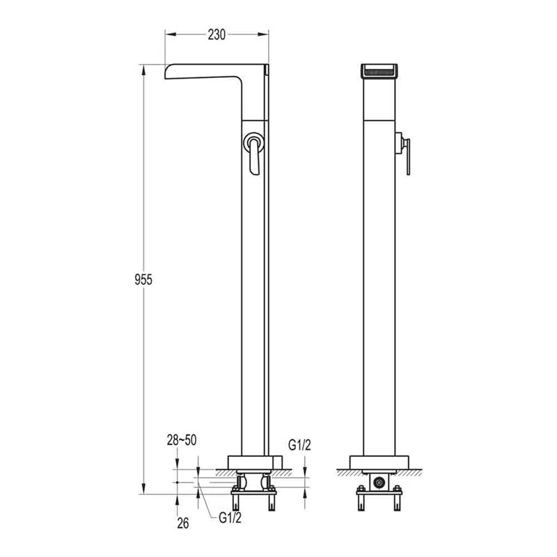 Flova Cascade Floor Standing Waterfall Bath Mixer Tap 5 Flova Cascade Floor Standing Waterfall Bath Mixer Tap - Image 3
