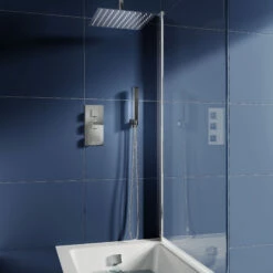 Carter Concealed Shower Valve, Fixed Shower Head, Handset & Overflow Bath Filler - 180mm Arm