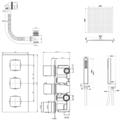 Carter Concealed Shower Valve, Fixed Shower Head, Handset & Overflow Bath Filler - 180mm Arm 13 Carter Concealed Shower Valve, Fixed Shower Head, Handset & Overflow Bath Filler - 180mm Arm -TAP WAREHOUSE Shop carter shower valve head handset overflow filler kit tech v2