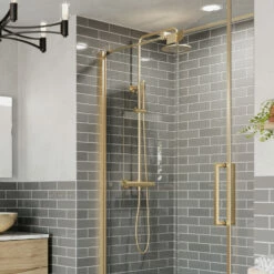 Crosswater Central Thermostatic Exposed Shower Kit With Height Adjustable Rigid Riser - Brushed Brass 9 Crosswater Central Thermostatic Exposed Shower Kit With Height Adjustable Rigid Riser - Brushed Brass -TAP WAREHOUSE Shop central exposed shower kit brushed brass lifestyle zoom