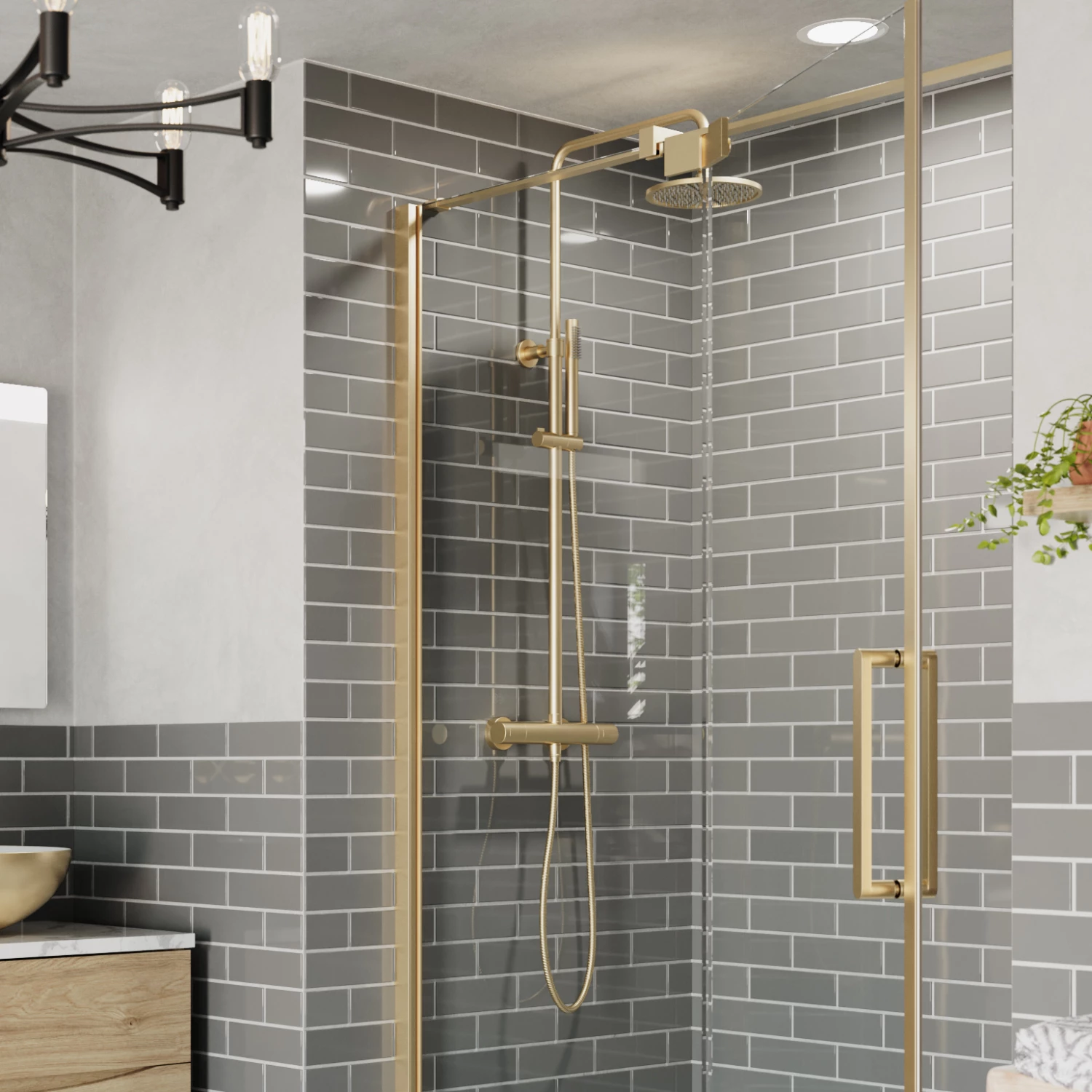 Crosswater Central Thermostatic Exposed Shower Kit With Height Adjustable Rigid Riser - Brushed Brass 5 Crosswater Central Thermostatic Exposed Shower Kit With Height Adjustable Rigid Riser - Brushed Brass - Image 3