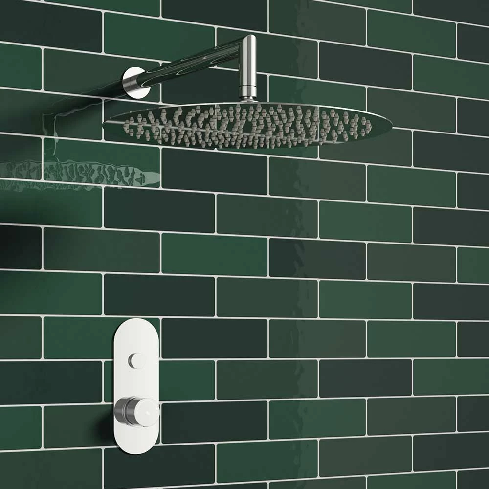 Christina Concealed Thermostatic Push Button Shower Valve & 300mm Fixed Shower Head - 150mm Ceiling Arm 3 Christina Concealed Thermostatic Push Button Shower Valve & 300mm Fixed Shower Head - 150mm Ceiling Arm