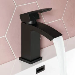 Vellamo City Matt Black Basin Mixer Tap & Waste