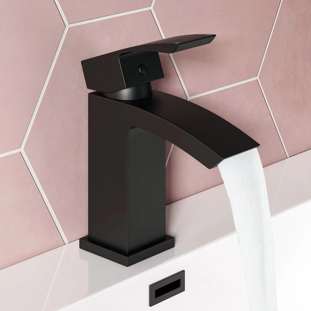 Vellamo City Matt Black Basin Mixer Tap & Waste 3 Vellamo City Matt Black Basin Mixer Tap & Waste