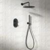 Vellamo Matt Black Twist Shower Package With 2 Outlet Valve, Fixed Head & Arm And Wall Shower Kit -TAP WAREHOUSE Shop concealed shower kit mlshbe1 1