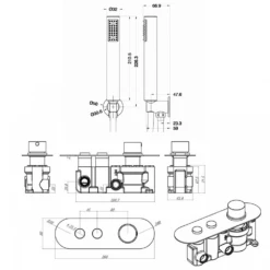 Corinne Concealed Thermostatic Push Button Shower Valve, 400mm Fixed Head & Shower Handset Kit - 150mm Ceiling Arm 13 Corinne Concealed Thermostatic Push Button Shower Valve, 400mm Fixed Head & Shower Handset Kit - 150mm Ceiling Arm -TAP WAREHOUSE Shop corinne concealed shower set tech
