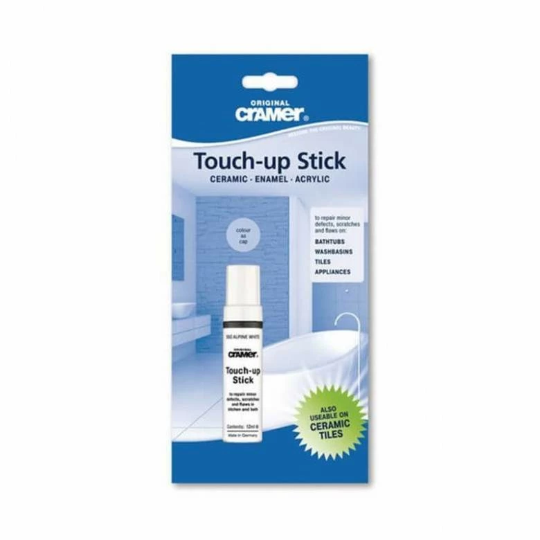 Cramer Professional Touch Up Stick To Repair Minor Damage, Scratches & Blemishes On Baths, Basins & Tiles - Alpine White 3 Cramer Professional Touch Up Stick To Repair Minor Damage, Scratches & Blemishes On Baths, Basins & Tiles - Alpine White