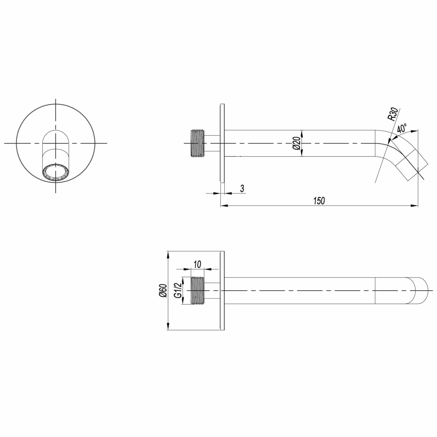 Crosswater 3ONE6 Stainless Steel Bath Spout 4 Crosswater 3ONE6 Stainless Steel Bath Spout - Image 2
