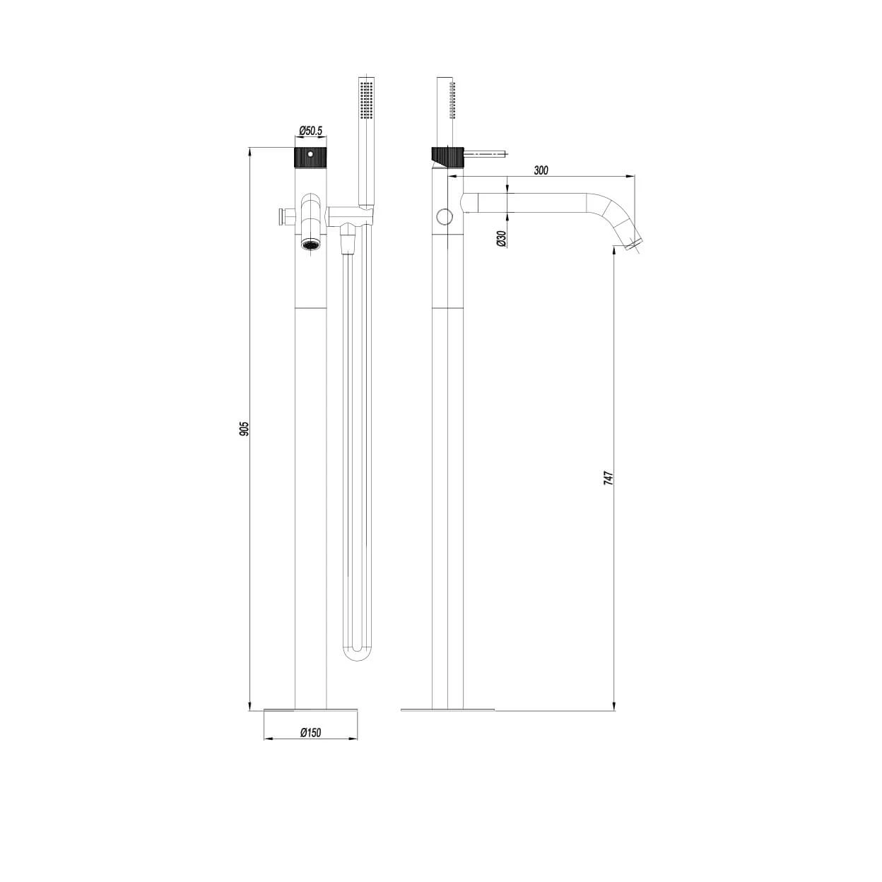 Crosswater 3ONE6 Stainless Steel Floorstanding Bath Shower Mixer Tap 4 Crosswater 3ONE6 Stainless Steel Floorstanding Bath Shower Mixer Tap - Image 2