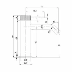 Crosswater 3ONE6 Stainless Steel Mono Basin Mixer 13 Crosswater 3ONE6 Stainless Steel Mono Basin Mixer -TAP WAREHOUSE Shop crosswater 3one6 mono basin mixer tech drawing