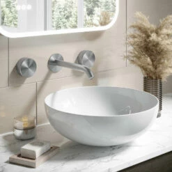 Crosswater 3ONE6 Stainless Steel Wall Mounted 3 Hole Basin Mixer Tap 10 Crosswater 3ONE6 Stainless Steel Wall Mounted 3 Hole Basin Mixer Tap -TAP WAREHOUSE Shop crosswater 3one6 wall mounted 3 hole basin mixer lifestyle 1