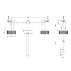 Crosswater 3ONE6 Stainless Steel Wall Mounted 3 Hole Basin Mixer Tap 13 Crosswater 3ONE6 Stainless Steel Wall Mounted 3 Hole Basin Mixer Tap -TAP WAREHOUSE Shop crosswater 3one6 wall mounted 3 hole basin mixer tap tech drawing