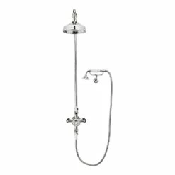 Crosswater Belgravia Multifunction Shower Valve With Cradle Handset Kit & Fixed Shower Head - 200mm Nickel Shower Head -TAP WAREHOUSE Shop crosswater bel cradle main