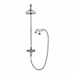 Crosswater Belgravia Multifunction Shower Valve With Cradle Handset Kit & Fixed Shower Head - 200mm Nickel Shower Head -TAP WAREHOUSE Shop crosswater bel cradle nickel