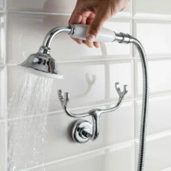 Crosswater Belgravia Multifunction Shower Valve With Cradle Handset Kit & Fixed Shower Head - 200mm Nickel Shower Head -TAP WAREHOUSE Shop crosswater belgravia chrome hand shower w craddle