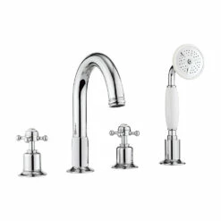 Crosswater Belgravia Crosshead Deck Mounted 4 Hole Bath Filler With Shower Kit