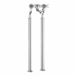 Crosswater Belgravia Crosshead Floor Standing Bath Shower Mixer With Handset Kit - Unlacquered Brass