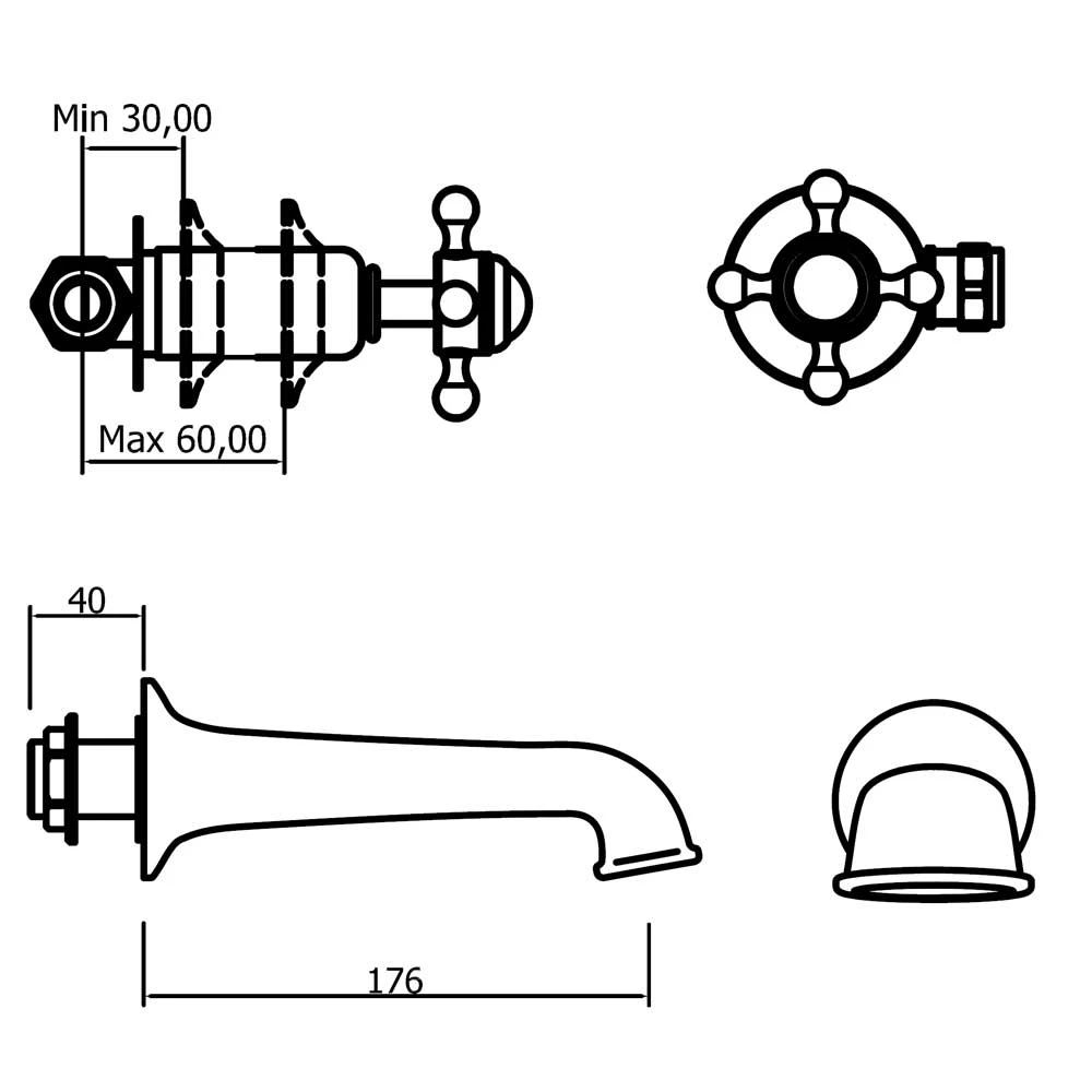 Crosswater Belgravia Crosshead Wall Mounted Bath Filler With Concealed Valves 7 Crosswater Belgravia Crosshead Wall Mounted Bath Filler With Concealed Valves - Image 5