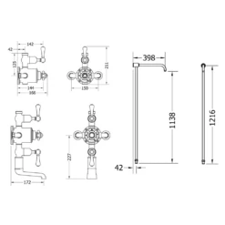 Crosswater Belgravia Exposed Thermostatic Shower Valve With Fixed Shower Head And Bath Spout - 8 Inch Chrome Shower Head 9 Crosswater Belgravia Exposed Thermostatic Shower Valve With Fixed Shower Head And Bath Spout - 8 Inch Chrome Shower Head -TAP WAREHOUSE Shop crosswater belgravia exposed bath shower set tech