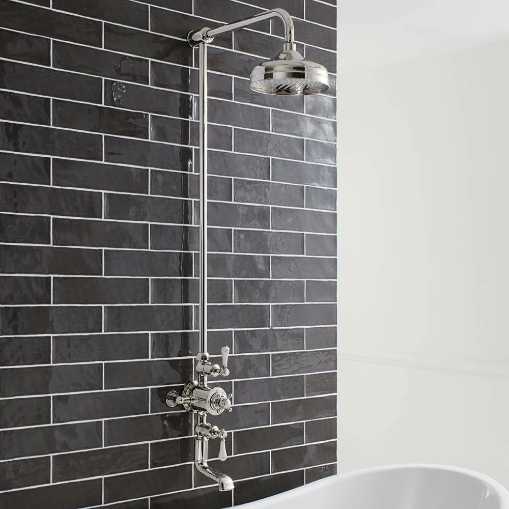 Crosswater Belgravia Exposed Thermostatic Shower Valve With Fixed Shower Head And Bath Spout - 8 Inch Chrome Shower Head 4 Crosswater Belgravia Exposed Thermostatic Shower Valve With Fixed Shower Head And Bath Spout - 8 Inch Chrome Shower Head - Image 2