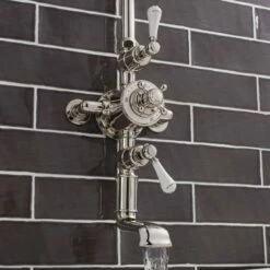 Crosswater Belgravia Exposed Thermostatic Shower Valve With Fixed Shower Head And Bath Spout - 8 Inch Chrome Shower Head 8 Crosswater Belgravia Exposed Thermostatic Shower Valve With Fixed Shower Head And Bath Spout - 8 Inch Chrome Shower Head -TAP WAREHOUSE Shop crosswater belgravia exposed thermo bath shower fixed head spout