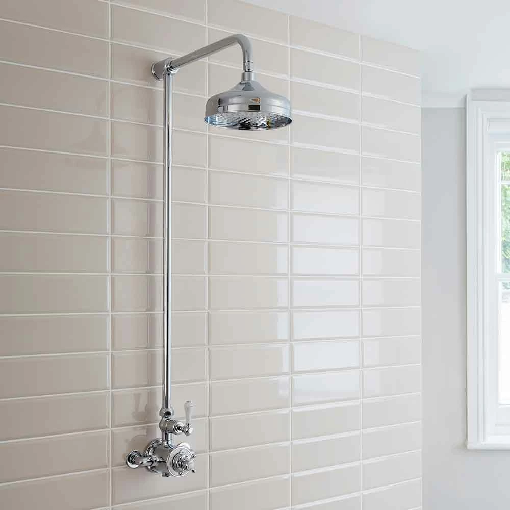 Crosswater Belgravia Exposed Thermostatic Shower Valve With Fixed Shower Head - 8 Inch Chrome Shower Head 4 Crosswater Belgravia Exposed Thermostatic Shower Valve With Fixed Shower Head - 8 Inch Chrome Shower Head - Image 2