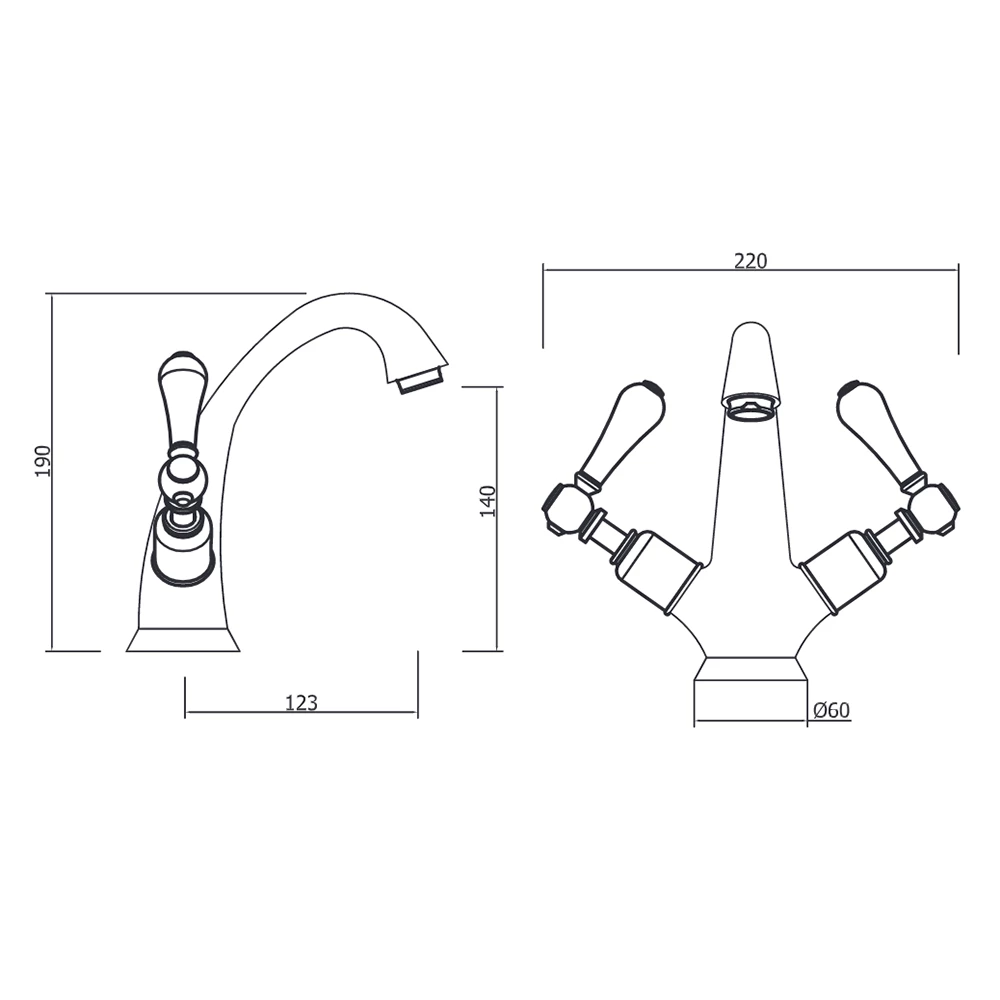 Crosswater Belgravia Twin Lever High Neck Mono Basin Mixer With Pop Up Waste 5 Crosswater Belgravia Twin Lever High Neck Mono Basin Mixer With Pop Up Waste - Image 3