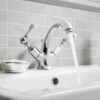 Crosswater Belgravia Twin Lever High Neck Mono Basin Mixer With Pop Up Waste -TAP WAREHOUSE Shop crosswater belgravia lever highneck basin tap