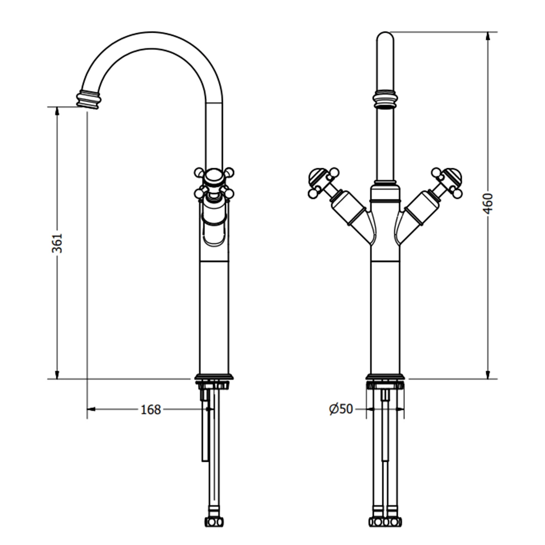 Crosswater Belgravia Crosshead Chrome Tall Monobloc Basin Mixer 6 Crosswater Belgravia Crosshead Chrome Tall Monobloc Basin Mixer - Image 4