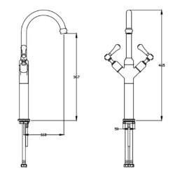 Crosswater Belgravia Lever Tall Monobloc Basin Mixer 7 Crosswater Belgravia Lever Tall Monobloc Basin Mixer -TAP WAREHOUSE Shop crosswater belgravia lever tall monobloc basin tap tech drawing