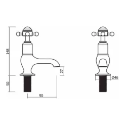 Crosswater Belgravia Crosshead Cloakroom Basin Pillar Taps - Unlacquered Brass 9 Crosswater Belgravia Crosshead Cloakroom Basin Pillar Taps - Unlacquered Brass -TAP WAREHOUSE Shop crosswater belgravia pillar taps bl150dnc tech