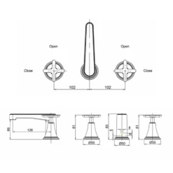 Crosswater Celeste 3 Hole Crosshead Basin Mixer -TAP WAREHOUSE Shop crosswater celeste cross basin tap ct135dnc tech