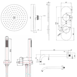Crosswater Central 2 Outlet 2 Handle Shower Bundle - Chrome 11 Crosswater Central 2 Outlet 2 Handle Shower Bundle - Chrome -TAP WAREHOUSE Shop crosswater central 2 outlet shower bundle chrome tech drawing
