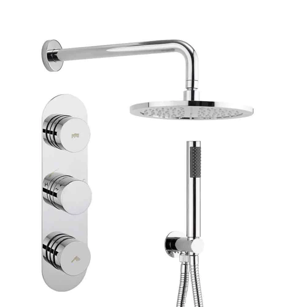 Crosswater Dial Central 2 Control Shower Valve With Single Mode Handset, Fixed Head & Arm 3 Crosswater Dial Central 2 Control Shower Valve With Single Mode Handset, Fixed Head & Arm