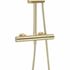 Crosswater Central Thermostatic Exposed Shower Kit With Height Adjustable Rigid Riser - Brushed Brass 10 Crosswater Central Thermostatic Exposed Shower Kit With Height Adjustable Rigid Riser - Brushed Brass -TAP WAREHOUSE Shop crosswater central exposed shower kit brushed brass close up