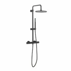 Crosswater Central Thermostatic Exposed Shower Kit With Height Adjustable Rigid Riser - Matt Black