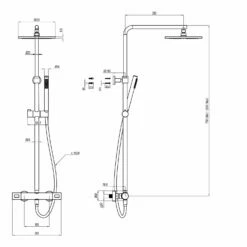 Crosswater Central Thermostatic Exposed Shower Kit With Height Adjustable Rigid Riser - Brushed Stainless Steel Effect 9 Crosswater Central Thermostatic Exposed Shower Kit With Height Adjustable Rigid Riser - Brushed Stainless Steel Effect -TAP WAREHOUSE Shop crosswater central exposed shower kit tech drawing