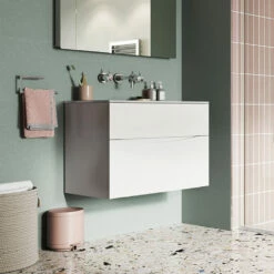 Crosswater MPRO Wall Mounted Basin Mixer With Twin Levers & Spout - Chrome 24 Crosswater MPRO Wall Mounted Basin Mixer With Twin Levers & Spout - Chrome -TAP WAREHOUSE Shop crosswater chrome dispaly lifestyle3