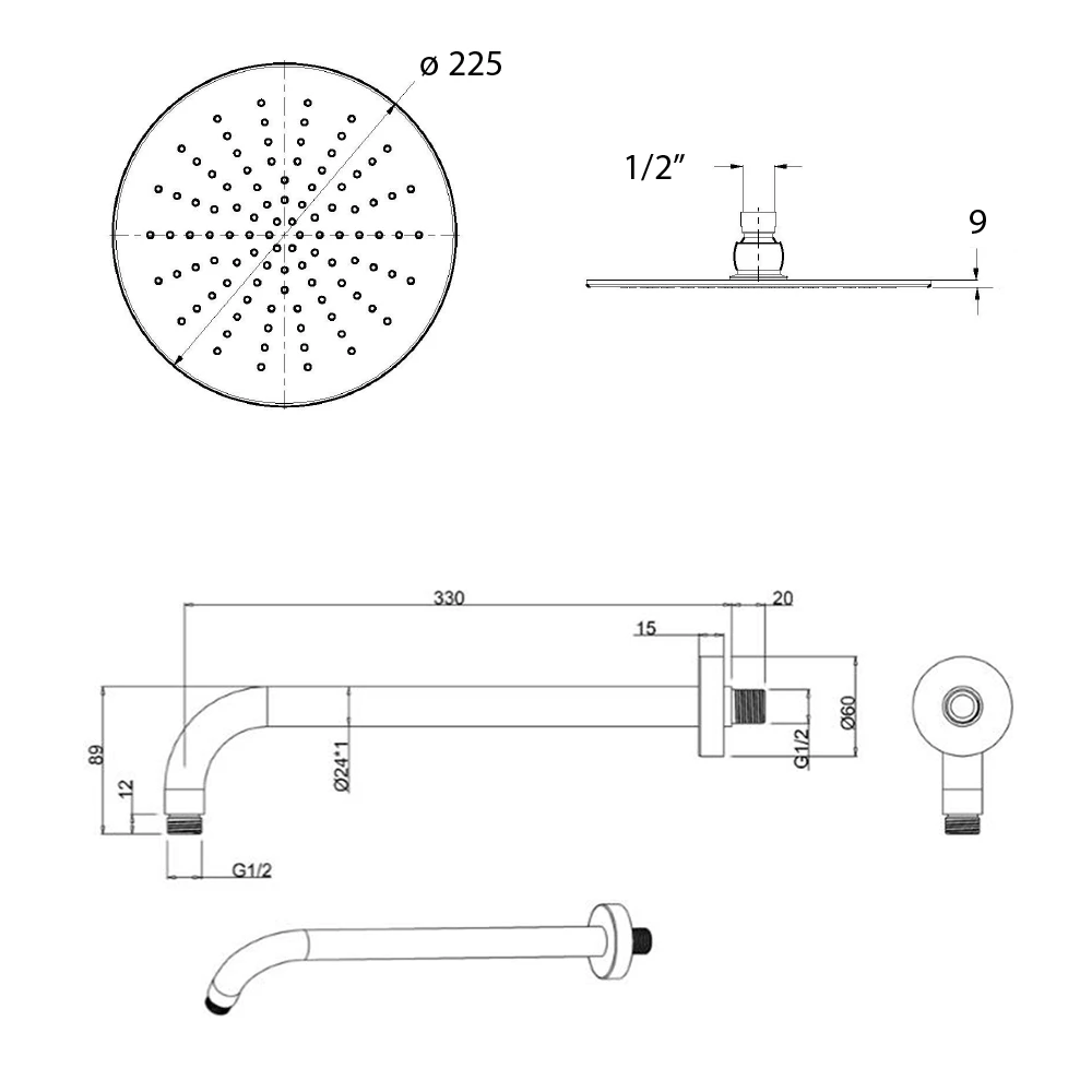 Crosswater Dial Central 2 Control Shower Valve With 3 Mode Handset, Fixed Head & Arm 7 Crosswater Dial Central 2 Control Shower Valve With 3 Mode Handset, Fixed Head & Arm - Image 5