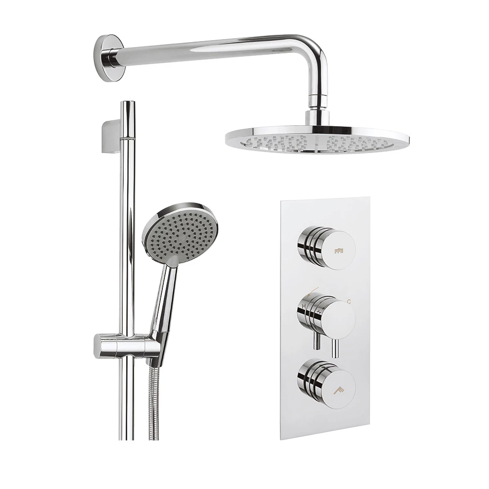 Crosswater Dial Kai Lever Triple Control Shower Valve With Overhead Shower & Rail Kit 3 Crosswater Dial Kai Lever Triple Control Shower Valve With Overhead Shower & Rail Kit