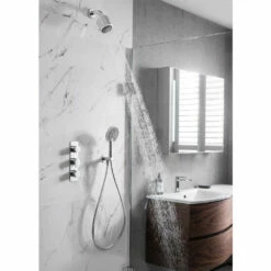 Crosswater Dial Pier 2 Outlet Concealed Shower Valve With Fixed Shower Head And Shower Handset