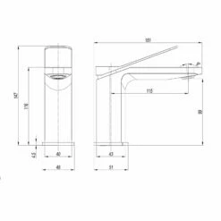 Crosswater Glide II Mono Basin Mixer Tap - Brushed Stainless Steel Effect 13 Crosswater Glide II Mono Basin Mixer Tap - Brushed Stainless Steel Effect -TAP WAREHOUSE Shop crosswater glide ii mono basin mixer tech drawing
