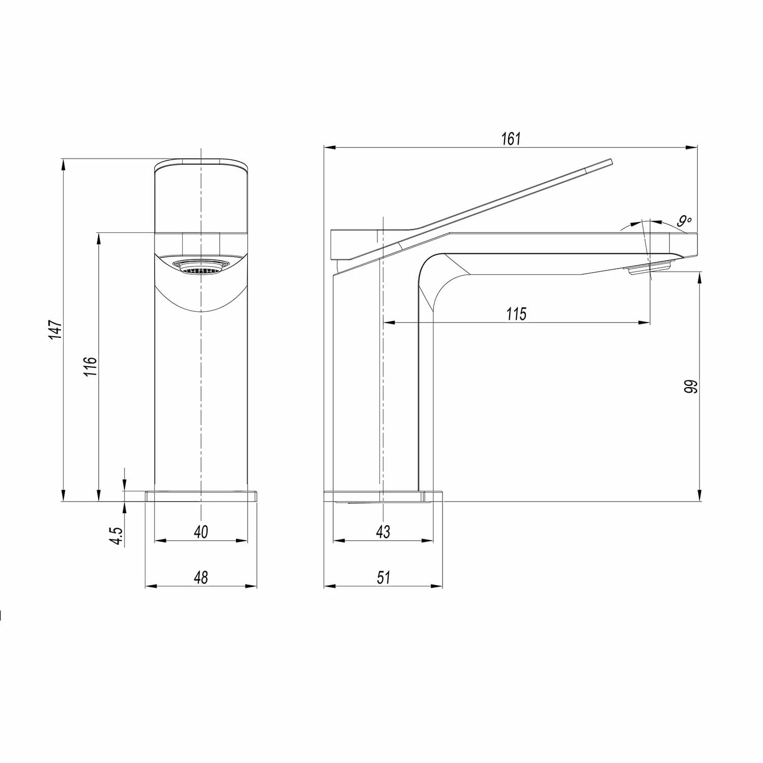 Crosswater Glide II Mono Basin Mixer Tap - Brushed Stainless Steel Effect 8 Crosswater Glide II Mono Basin Mixer Tap - Brushed Stainless Steel Effect - Image 6