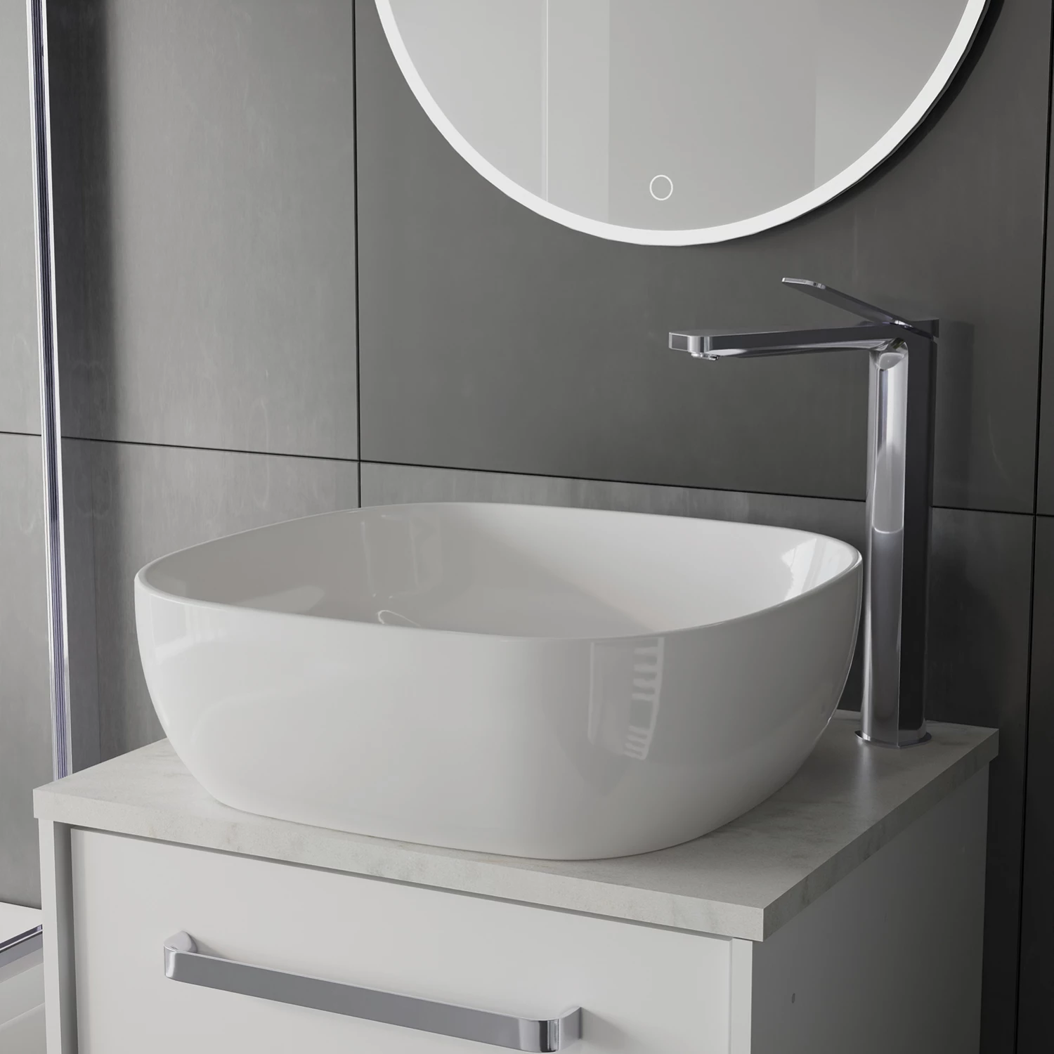 Crosswater Glide II Tall Basin Mixer Tap - Brushed Stainless Steel Effect 4 Crosswater Glide II Tall Basin Mixer Tap - Brushed Stainless Steel Effect - Image 2