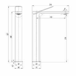 Crosswater Glide II Tall Basin Mixer Tap - Brushed Stainless Steel Effect 13 Crosswater Glide II Tall Basin Mixer Tap - Brushed Stainless Steel Effect -TAP WAREHOUSE Shop crosswater glide ii tall basin mixer tech drawing
